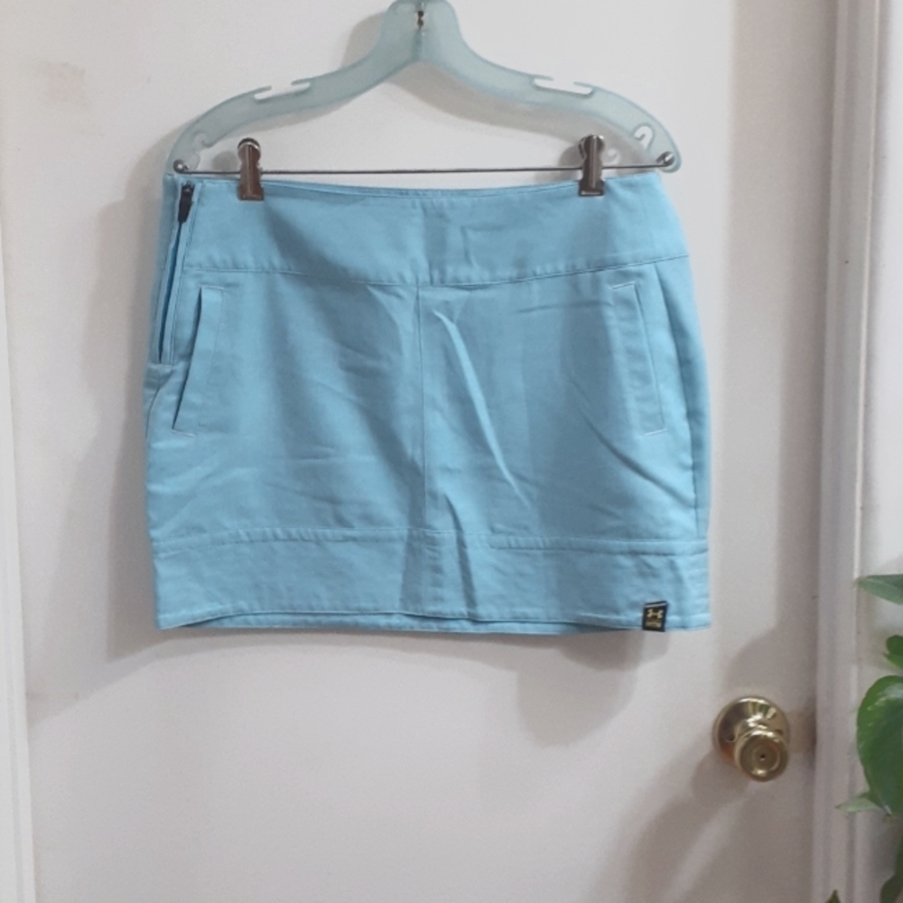 Under Armour Preppy Ice Blue Mini Retro Sport Athletic Tennis Prep Skirt